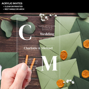 Cartes d'invitation de mariage en ACRYLIQUE avec I