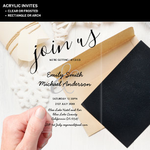 Cartes d'invitation de mariage en acrylique avec i