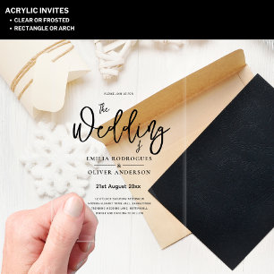 Cartes d'invitation de mariage en acrylique avec i