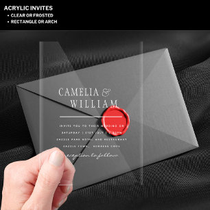 Cartes d'invitation de mariage en acrylique avec i