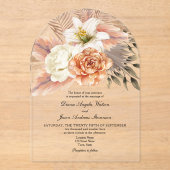 Cartes d'invitation de mariage en acrylique fleuri (Recto)