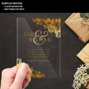 Cartes d'invitation de mariage en acrylique Laque