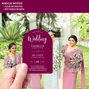 Cartes d'invitation de mariage en acrylique magent