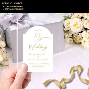 Cartes d'invitation de mariage en ACRYLIQUE OR BLA