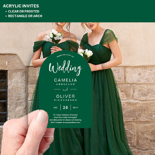 Cartes d'invitation de mariage en acrylique vert m