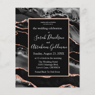 Cartes d'invitation de mariage en agate noire sur