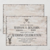 Cartes d'invitation de mariage en bois de cerf rus (Devant / Derrière)