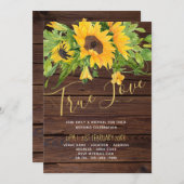 Cartes d'invitation de mariage en bois rustique av (Devant / Derrière)