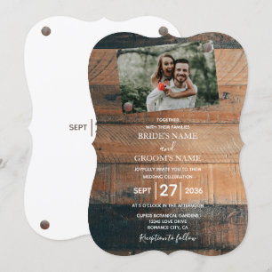 Cartes d'invitation de mariage en bois rustique av