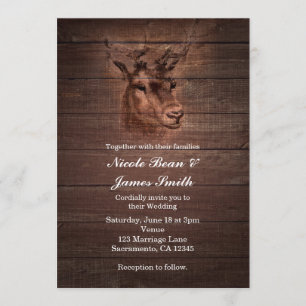 Cartes d'invitation de mariage en bois rustique fo