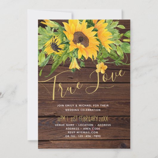 Cartes d'invitation de mariage en bois rustique to (Devant)