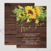 Cartes d'invitation de mariage en bois rustique to (Devant / Derrière)