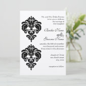 Cartes d'invitation de mariage en Damas noir (Debout devant)