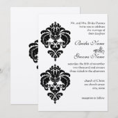 Cartes d'invitation de mariage en Damas noir (Devant / Derrière)