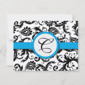 Cartes d'invitation de mariage en damas noir avec (Dos)