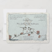 Cartes d'invitation de mariage en damas oiseaux vi (Devant)