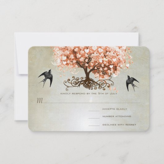 Cartes d'invitation de mariage en forme d'arbre à (Devant)