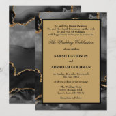 Cartes d'invitation de mariage en or pour parents (Devant / Derrière)