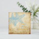 CARTES D'INVITATION DE MARIAGE ÉTOILE DE MER BLEUE (Debout devant)