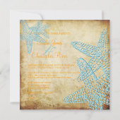 CARTES D'INVITATION DE MARIAGE ÉTOILE DE MER BLEUE (Dos)