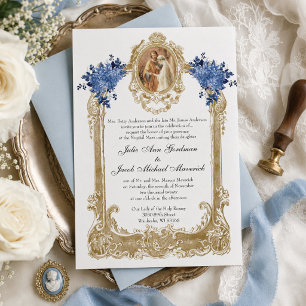 CARTES D'INVITATION DE MARIAGE FLEURIE BLEUE CATHO