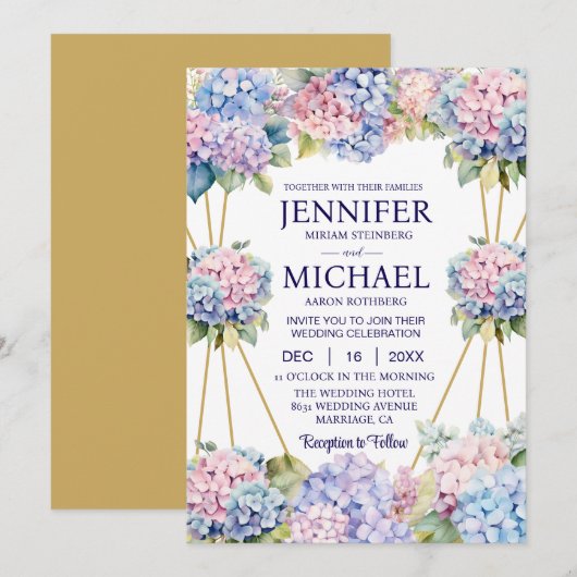 Cartes d'invitation de mariage Fleurs de printemps (Devant / Derrière)