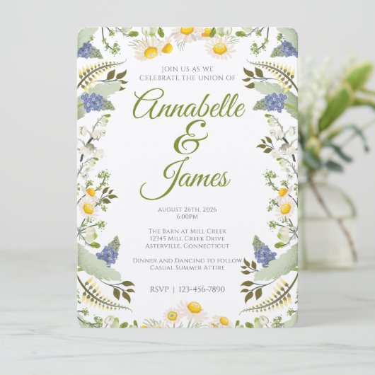 Cartes d'invitation de mariage Fleurs d'été (Debout devant)