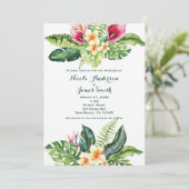 Cartes d'invitation de mariage floral à feuilles d (Debout devant)