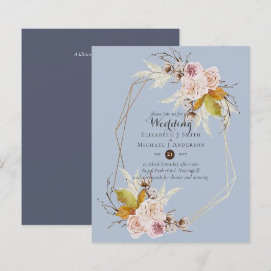 Cartes d'invitation de mariage Floral automnal pou (Devant / Derrière)