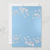 Cartes d'invitation de mariage floral blanc bleu (Dos)