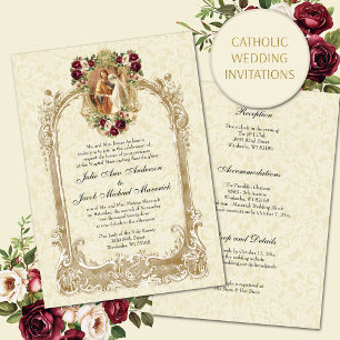 CARTES D'INVITATION DE MARIAGE FLORAL VINTAGE CATH