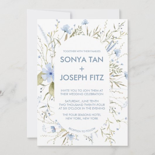 Cartes d'invitation de mariage florales (Devant)