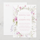 Cartes d'invitation de mariage florales (Devant / Derrière)