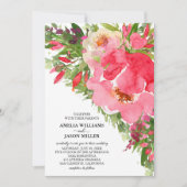 Cartes d'invitation de mariage florales aux pivoin (Devant)