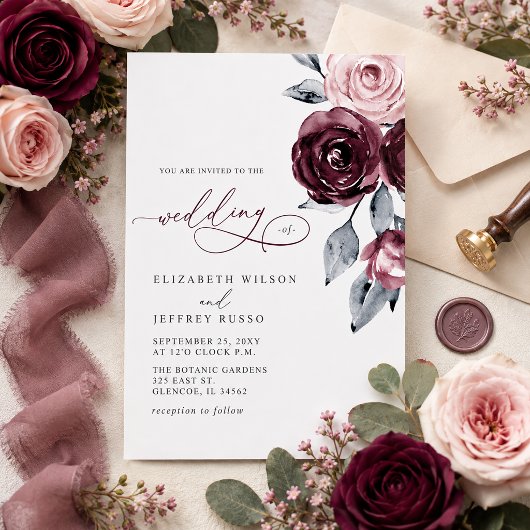 Cartes d'invitation de mariage florales blanches d