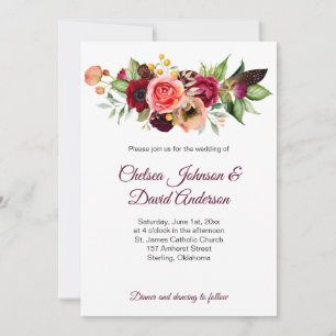 Cartes d'invitation de mariage florales bohèmes ro