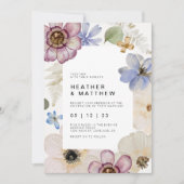 Cartes d'invitation de mariage florales boho de pr (Devant)