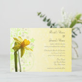 Cartes d'invitation de mariage florales jaune jonq (Debout devant)