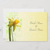 Cartes d'invitation de mariage florales jaune jonq (Dos)