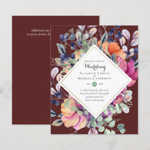 Cartes d'invitation de mariage Florales Orange Vio