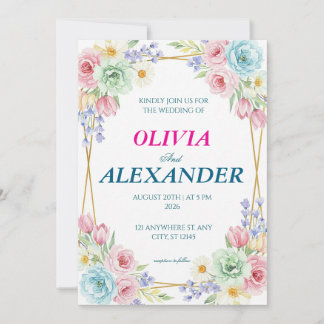 Cartes d'invitation de mariage florales Printemps