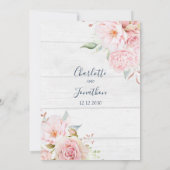 Cartes d'invitation de mariage florales rose rusti (Dos)