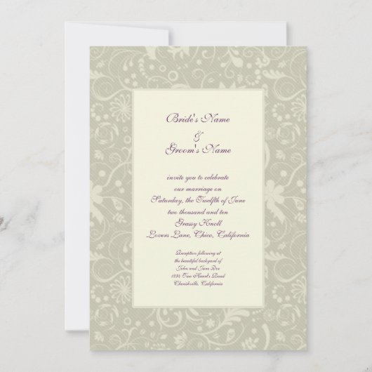 Cartes d'invitation de mariage florales simples et (Devant)