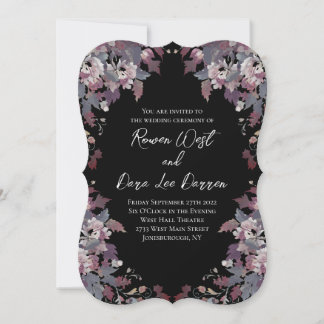 Cartes d'invitation de mariage florales sombres et