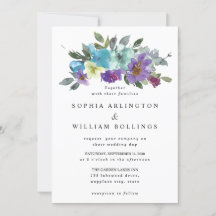 Cartes d'invitation de mariage florales violettes