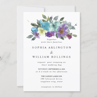 Cartes d'invitation de mariage florales violettes