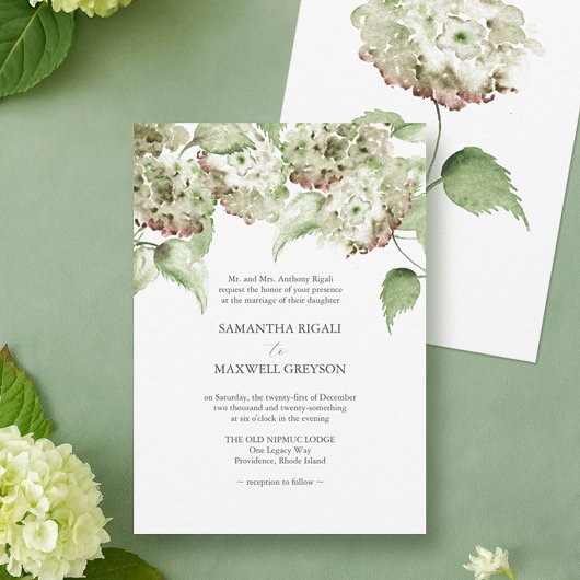 Cartes d'invitation de mariage formelles Hortensia