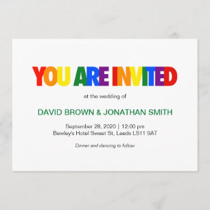 Cartes d'invitation de mariage gay aux couleurs du