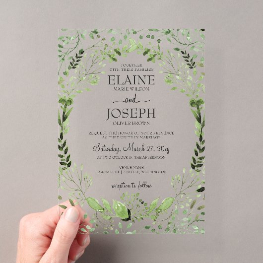 Cartes d'invitation de mariage Glam Greenery (In situ (ordinateur de poche))