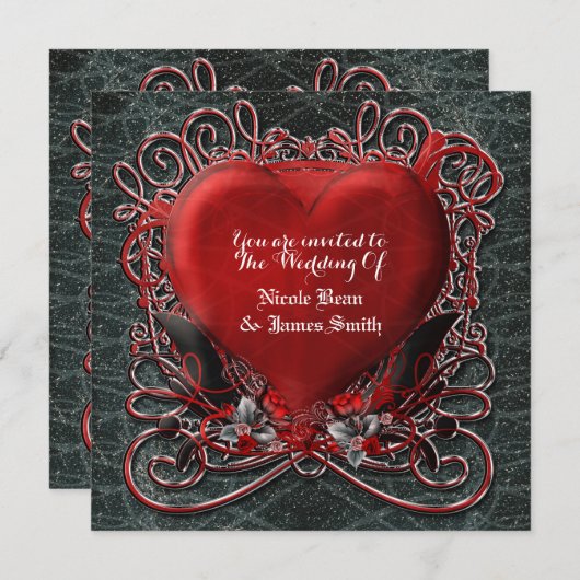 Cartes d'invitation de mariage gothique Saint-Vale (Devant / Derrière)